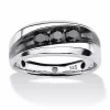 Promo ⭐ Palm Beach Jewelry Men's 3/4 TCW Channel-Set Black Diamond Ring in Platinum over .925 Silver 🤩 -Palm Beach Jewelry Sales Belk