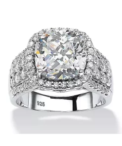Buy 🤩 Palm Beach Jewelry 3.68 Cttw. Cubic Zirconia Platinum over .925 Silver Halo Engagement Ring 😍