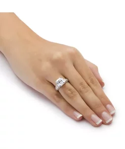 Deals 🥰 Palm Beach Jewelry 3.28 TCW Cubic Zirconia Solid 10k White Gold Engagement Anniversary Ring ✨ -Palm Beach Jewelry Sales Belk 4217