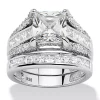 Budget 👍 Palm Beach Jewelry 3.14 TCW Princess-Cut Cubic Zirconia Ring in Platinum over .925 Sterling Silver ✨ -Palm Beach Jewelry Sales Belk 4219