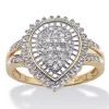 Hot Sale ⭐ Palm Beach Jewelry 1/10 TCW Round Diamond Pear Shaped Ballerina Setting Ring in 10k Gold 🔥 -Palm Beach Jewelry Sales Belk 5033