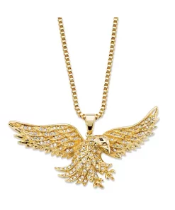 Budget ❤️ Palm Beach Jewelry Men's 1 Cttw. Gold-Plated Cubic Zirconia Eagle Pendant (60mm) Necklace 20" ⭐ -Palm Beach Jewelry Sales Belk 7