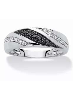 Best reviews of 😀 Palm Beach Jewelry Men's 1/5 TCW Black and White Diamond Ring Platinum over .925 Sterling Silver 👏