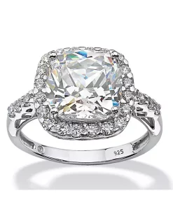 Cheapest 🛒 Palm Beach Jewelry 5.78 Cttw Platinum over .925 Created White Sapphire Halo Engagement Ring ⌛