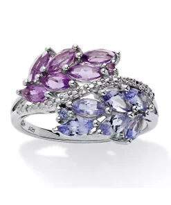Cheapest 🎁 Palm Beach Jewelry 1.38 TCW Genuine Amethyst and Tanzanite Ring in .925 Sterling Silver 🎁